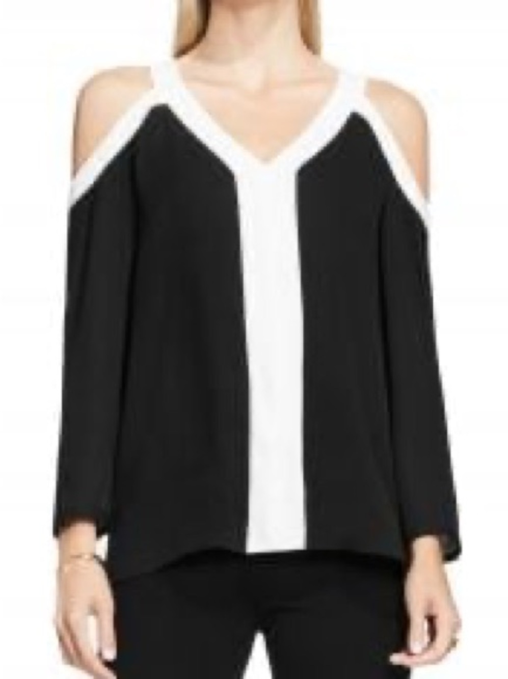 Colorblock Cold Shoulder Blouse by Vince Camuto